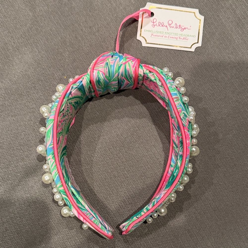 Lily Pulitzer Pearl Embellished Knot Headband - Picture 2 of 3